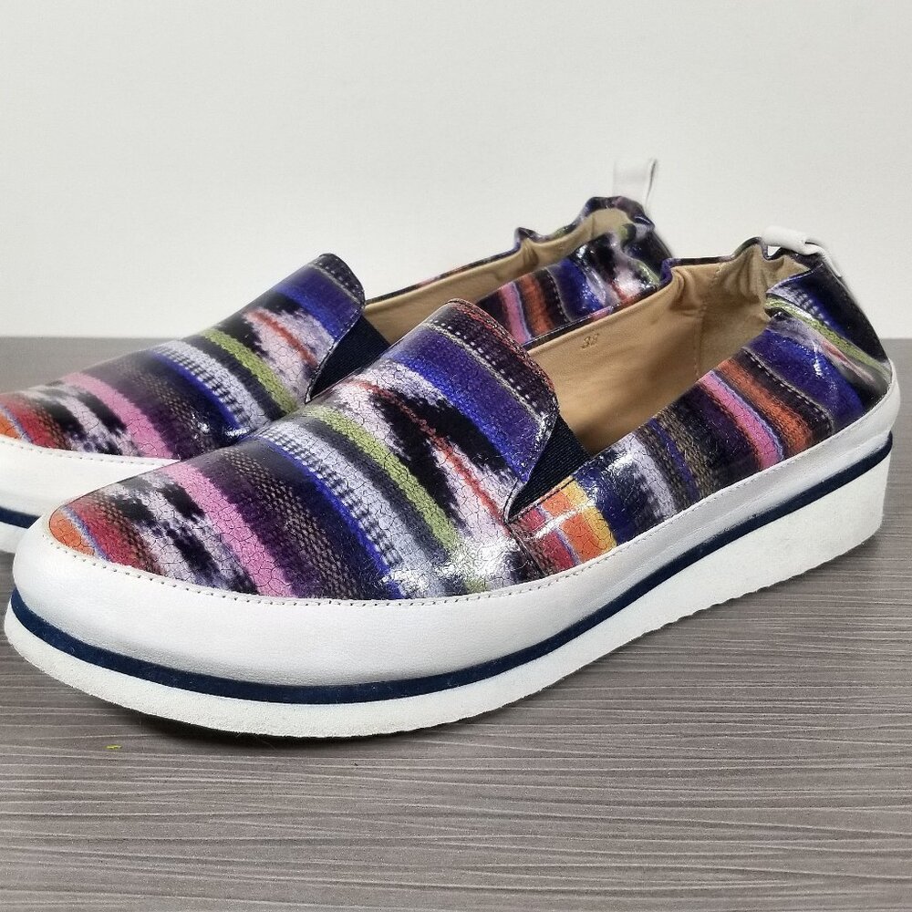 Ron White Nellaya Slip-On Sneaker Multicolor Printed Leather Womens Size 7.5 /38